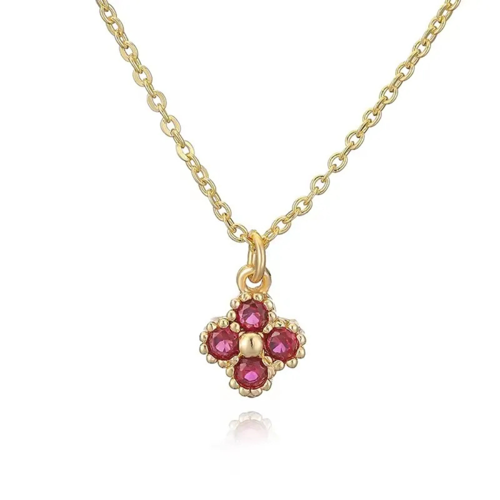 Collier Fantaisie Trèfle rouge