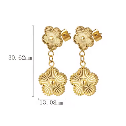 Boucles d'Oreilles Trèfle Fleurs deux