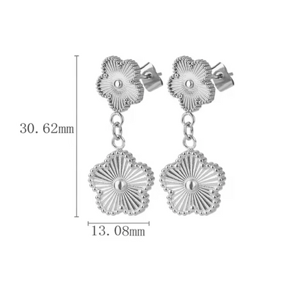 Boucles d'Oreilles Trèfle Fleurs pendante