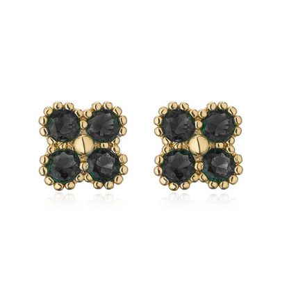 Boucles d'Oreilles Trèfle noir Adeline
