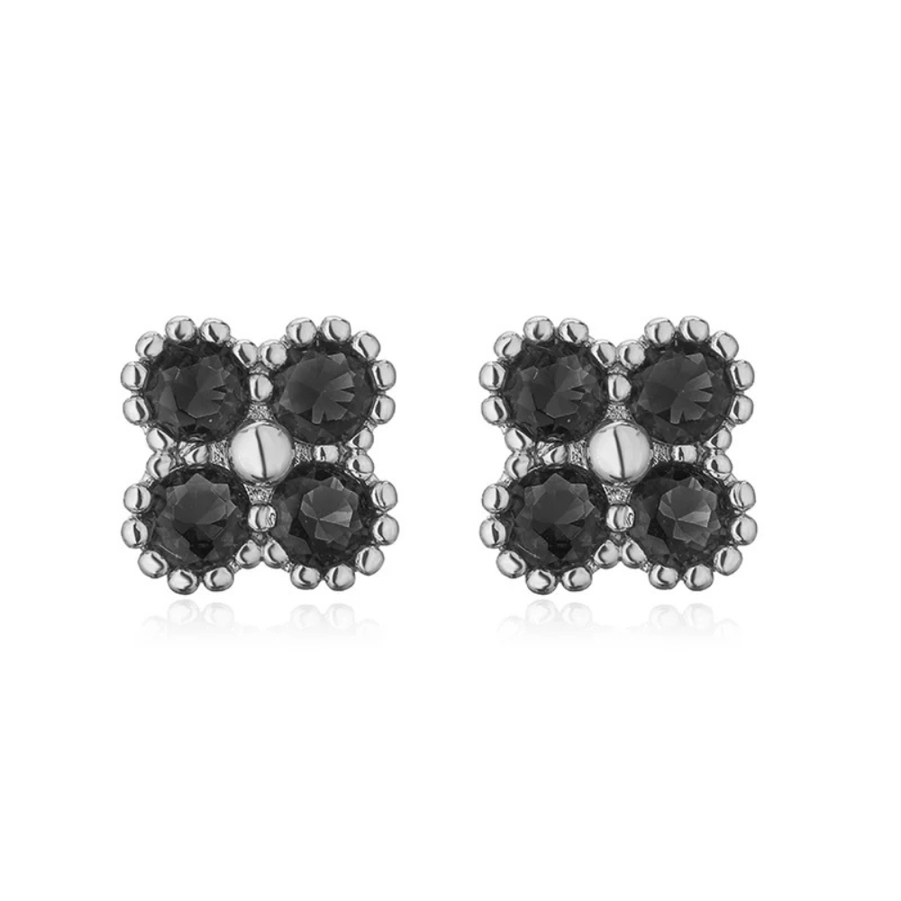 Boucles d'Oreilles Trèfle noir Adeline