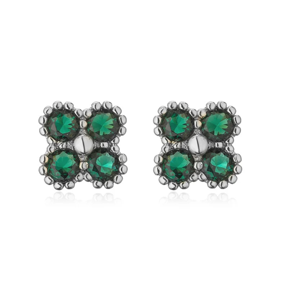 Boucles d'Oreilles Trèfle vert Adeline