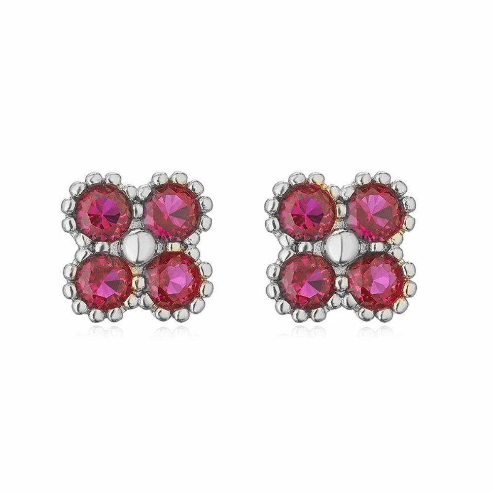 Boucles d'Oreilles Trèfle rose Adeline