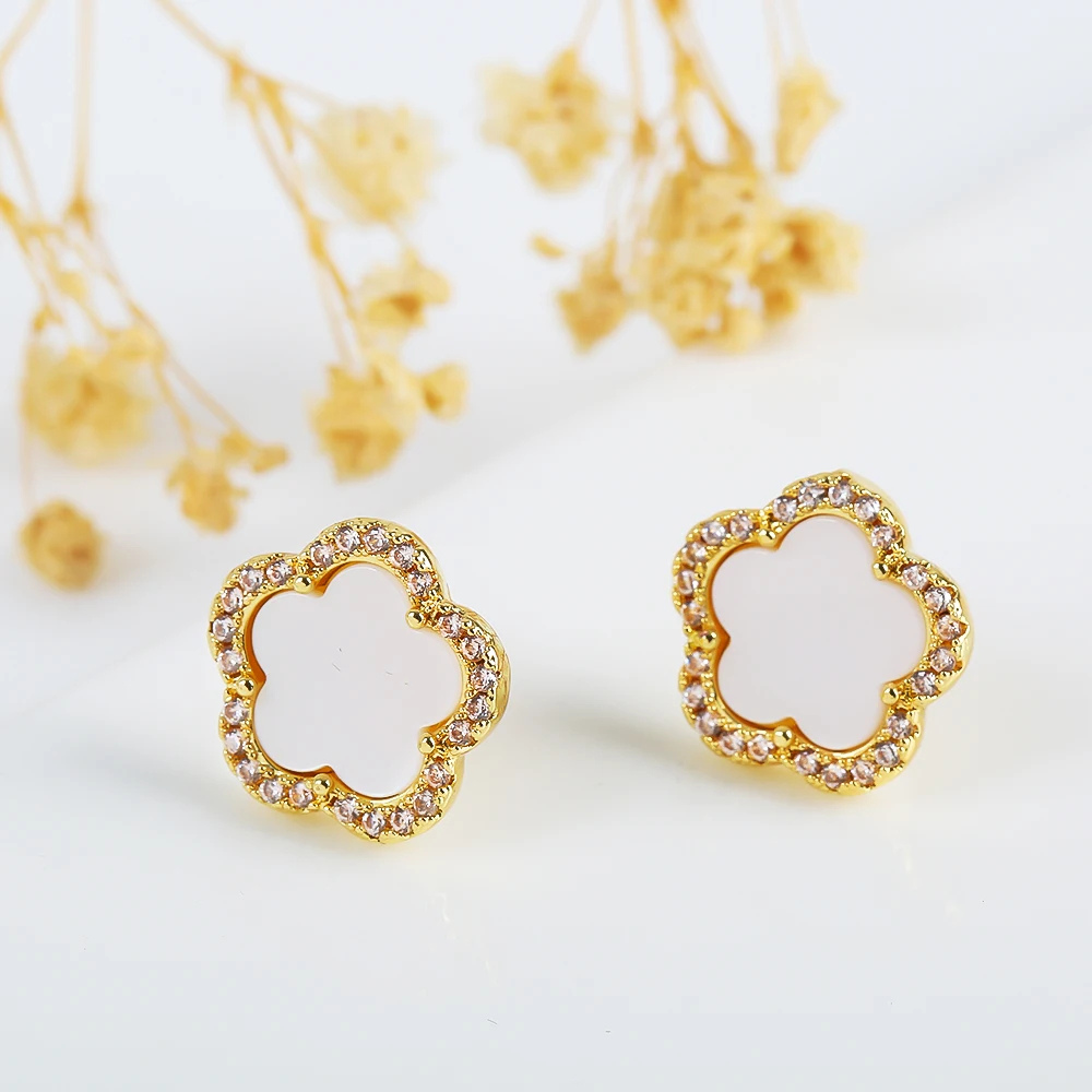 Boucles d'Oreilles Trèfle zircons Lili