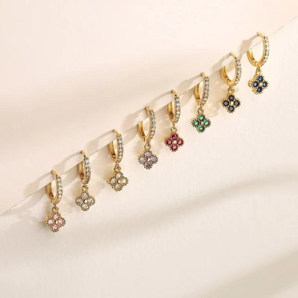 Boucles d'Oreilles Trèfle Strass