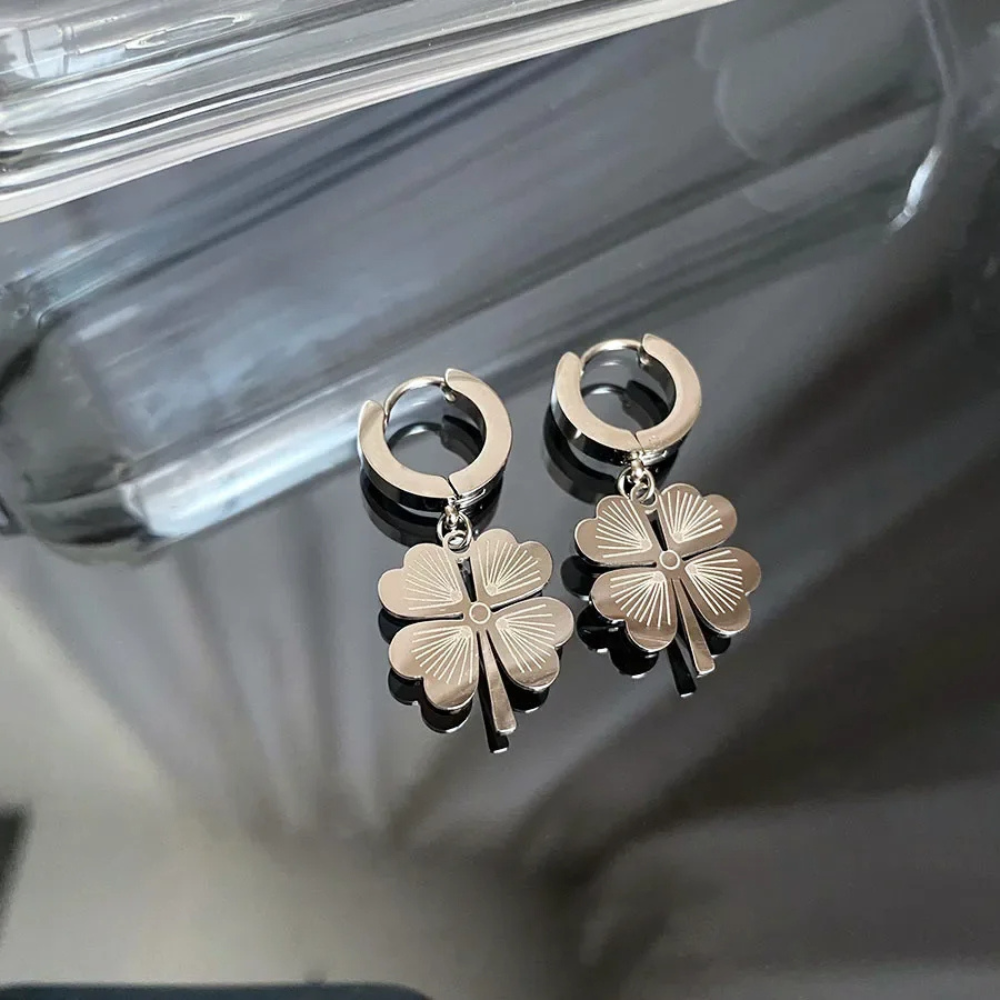 Boucles d'Oreilles pendentif Trèfle 4 Feuilles