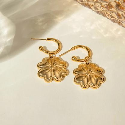 Boucles d'Oreilles Trèfle doré Marie