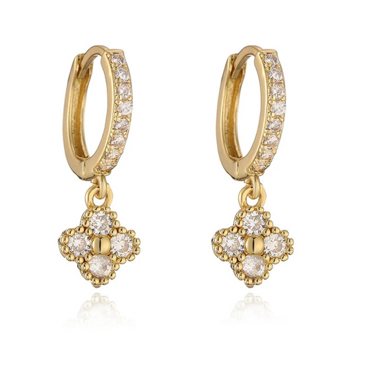 Boucles d'Oreilles Trèfle Strass