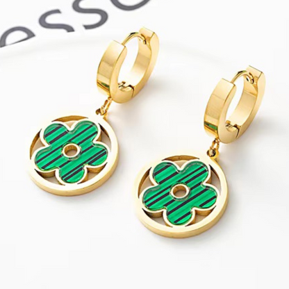 Boucles d'Oreilles Trèfle Pendentif doré