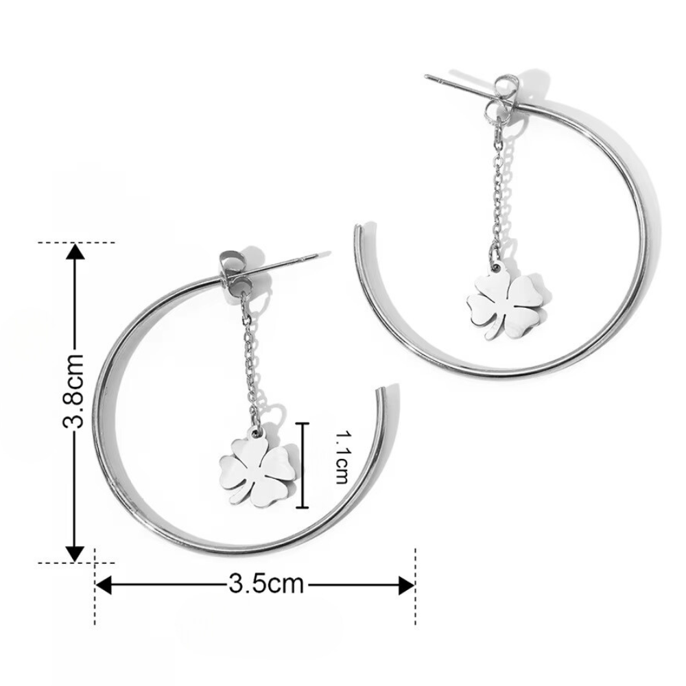 Boucles d'Oreilles pendentif Trèfle Créoles