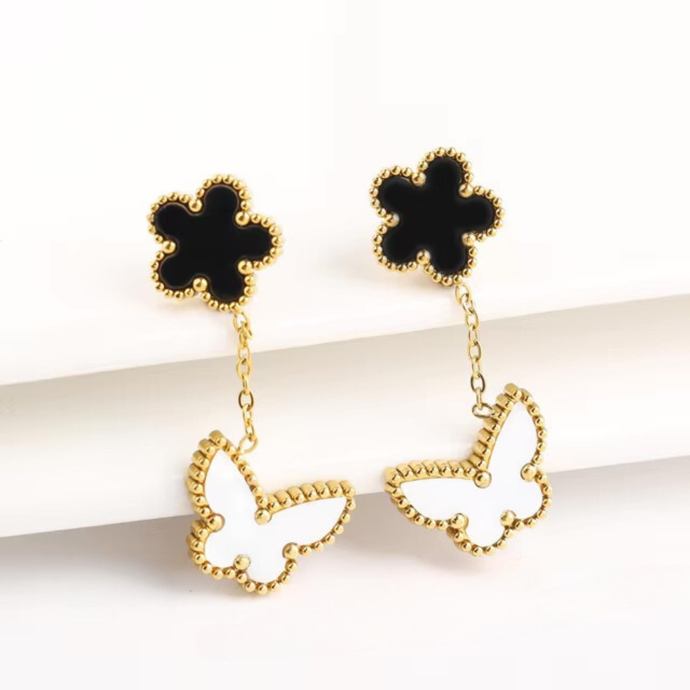 Boucles d'Oreilles Trèfle Papillon pendantes