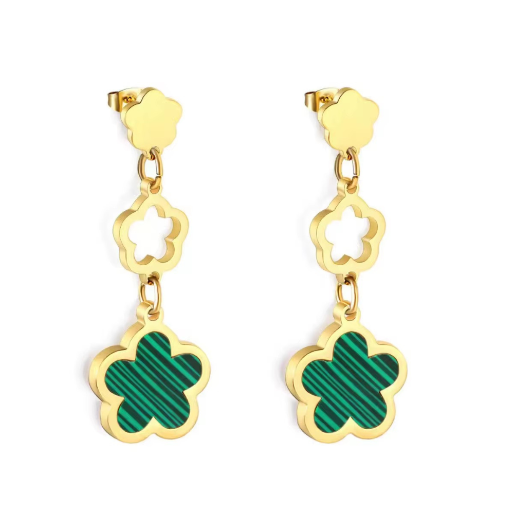 Boucles d'Oreilles Trèfle vert Nacre