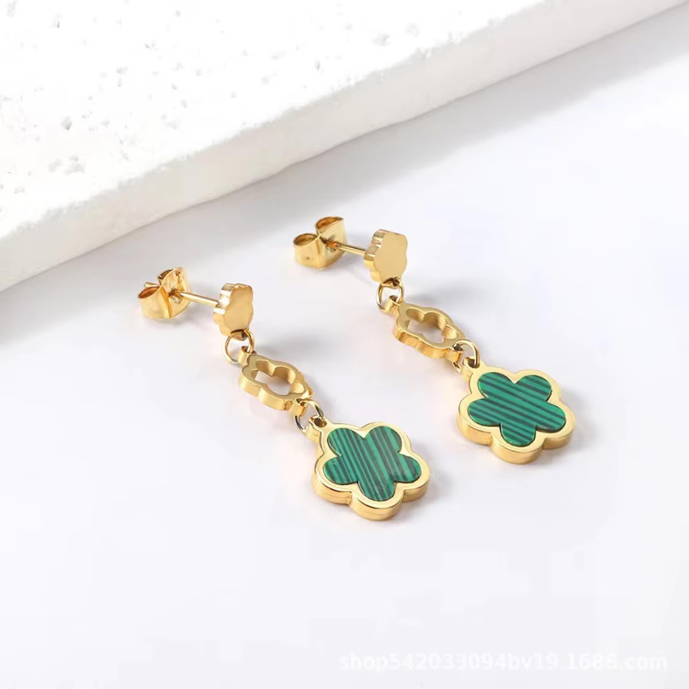 Boucles d'Oreilles Trèfle vert Nacre