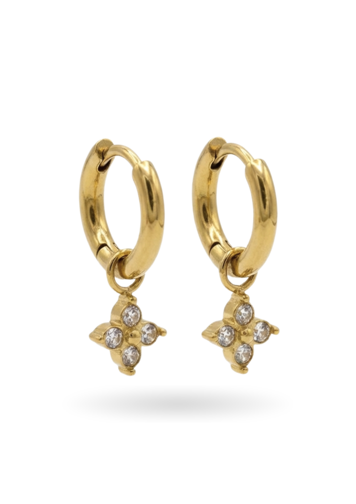 Boucles d'Oreilles Créoles Trèfle Brillant or