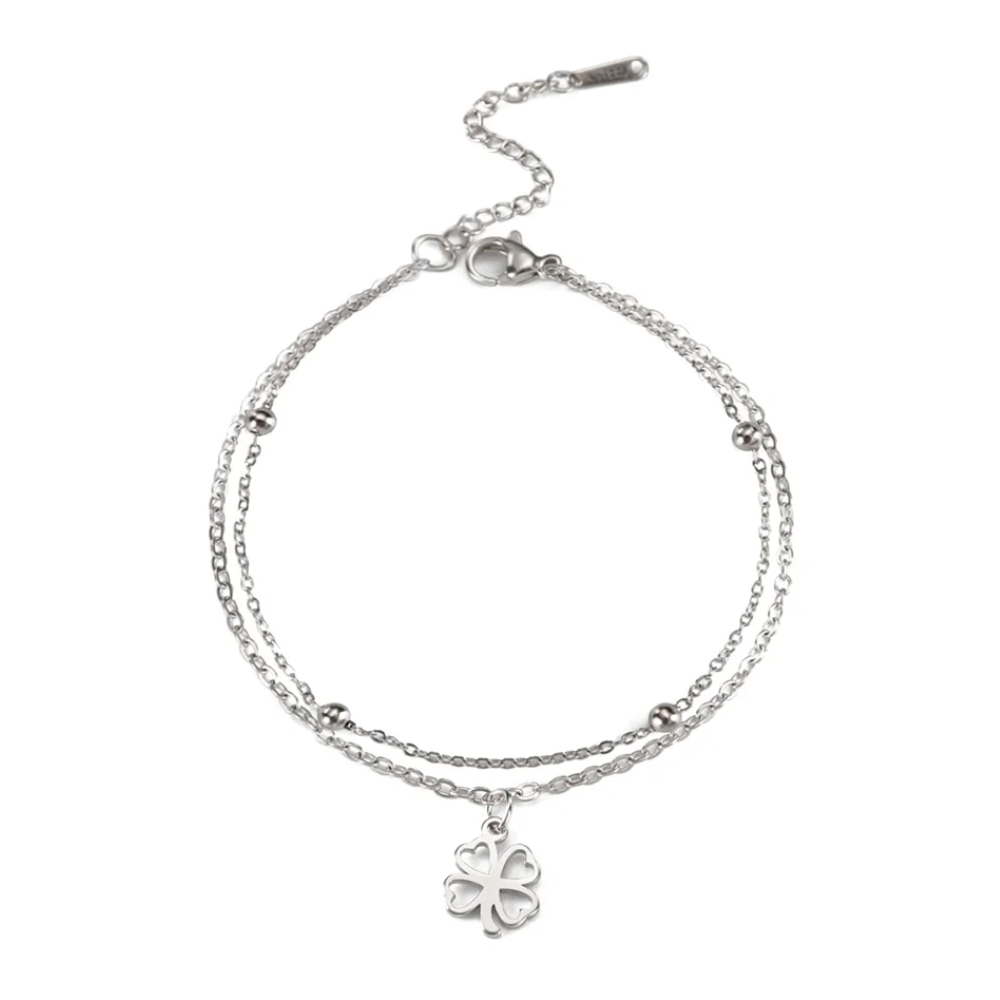 Bracelet Argent Massif Breloque Trèfle à 4 Feuilles - Foto 7