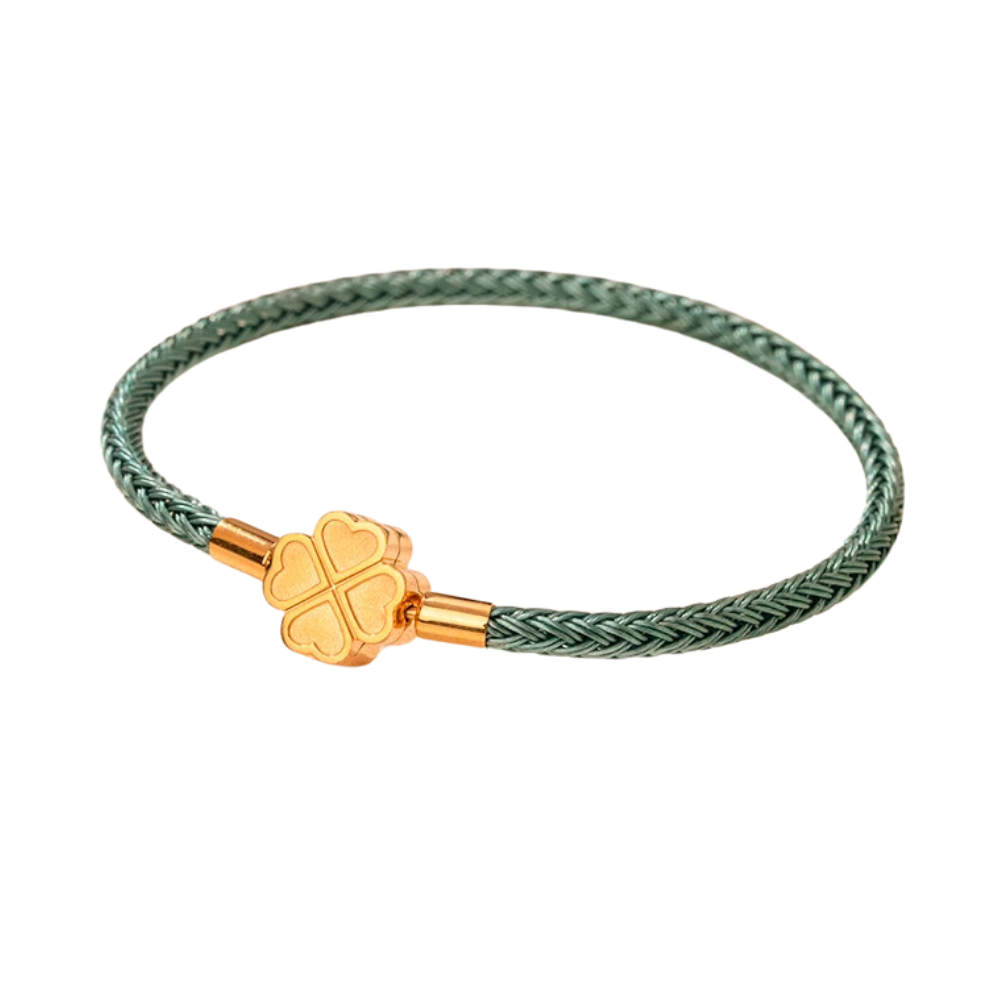 Bracelet Trèfle Cuir vert