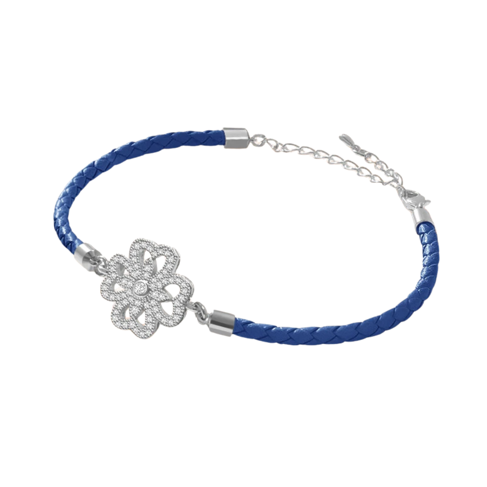 Bracelet Trèfle Cuir bleu