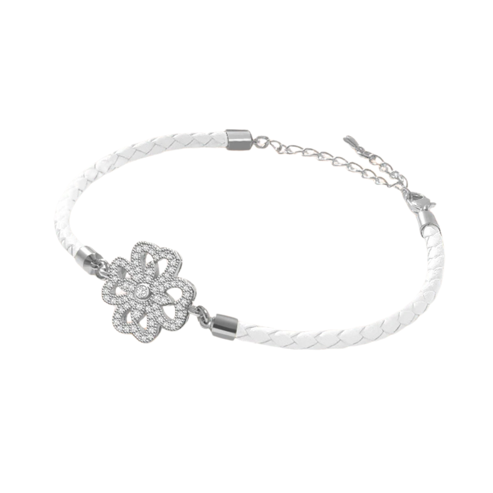 Bracelet Trèfle Cuir blanc