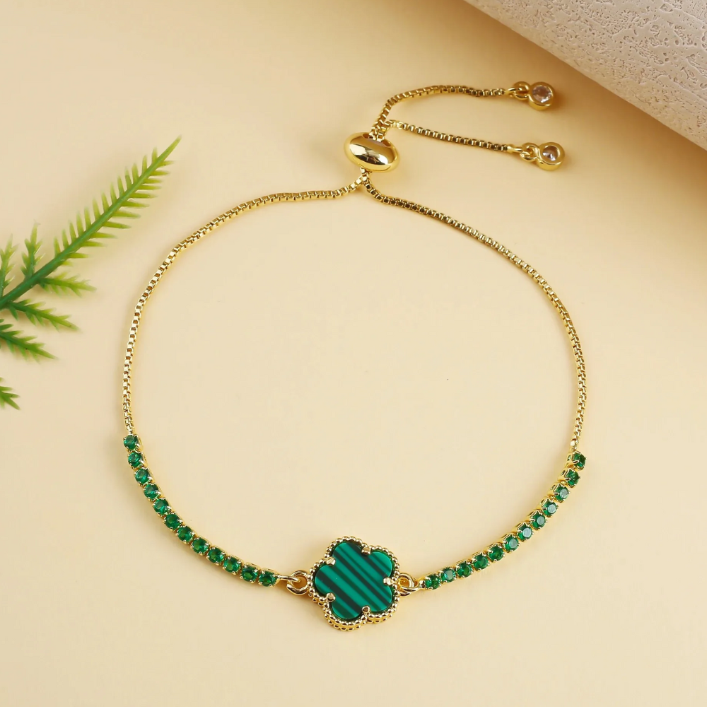 Bracelet Trèfle Luxe dimant vert