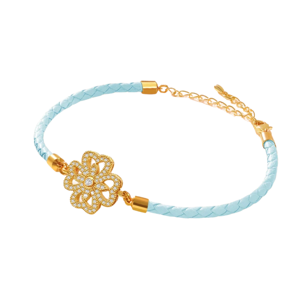 Bracelet Trèfle Cuir turquoise