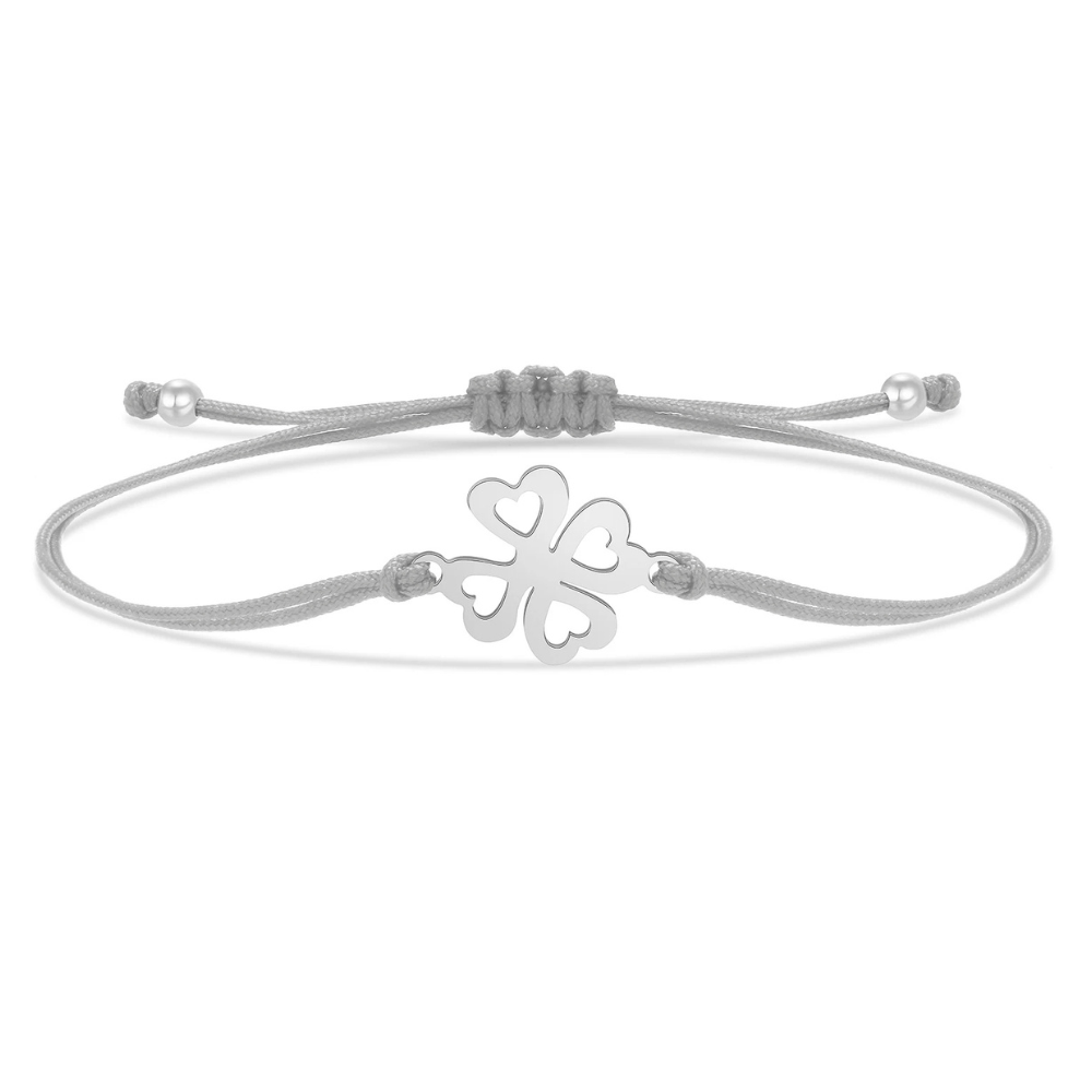 Bracelet Trèfle Cordon gris