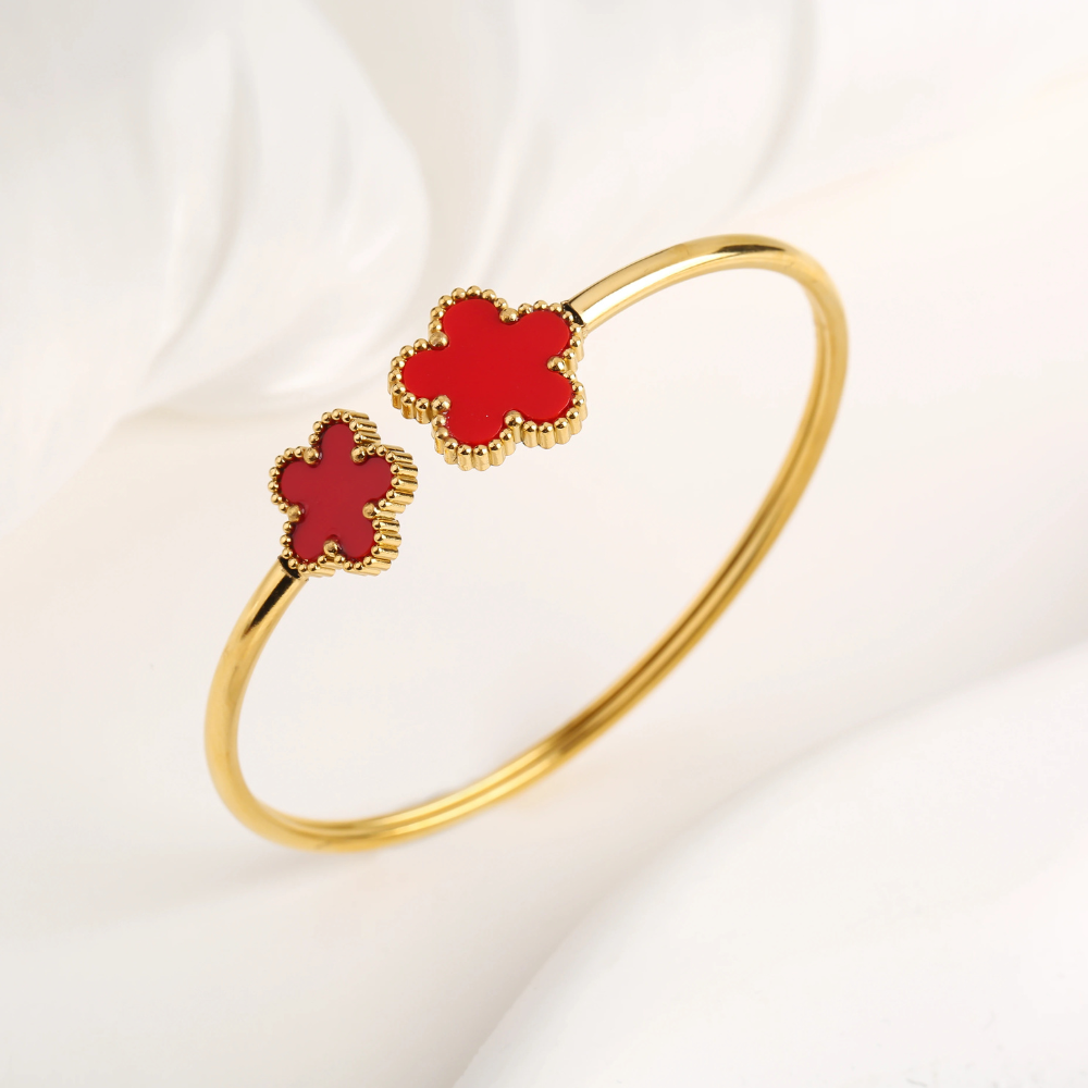 Bracelet Trèfle Jonc rouge