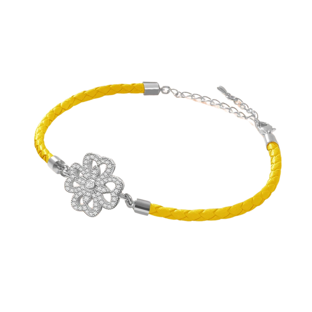 Bracelet Trèfle Cuir jaune