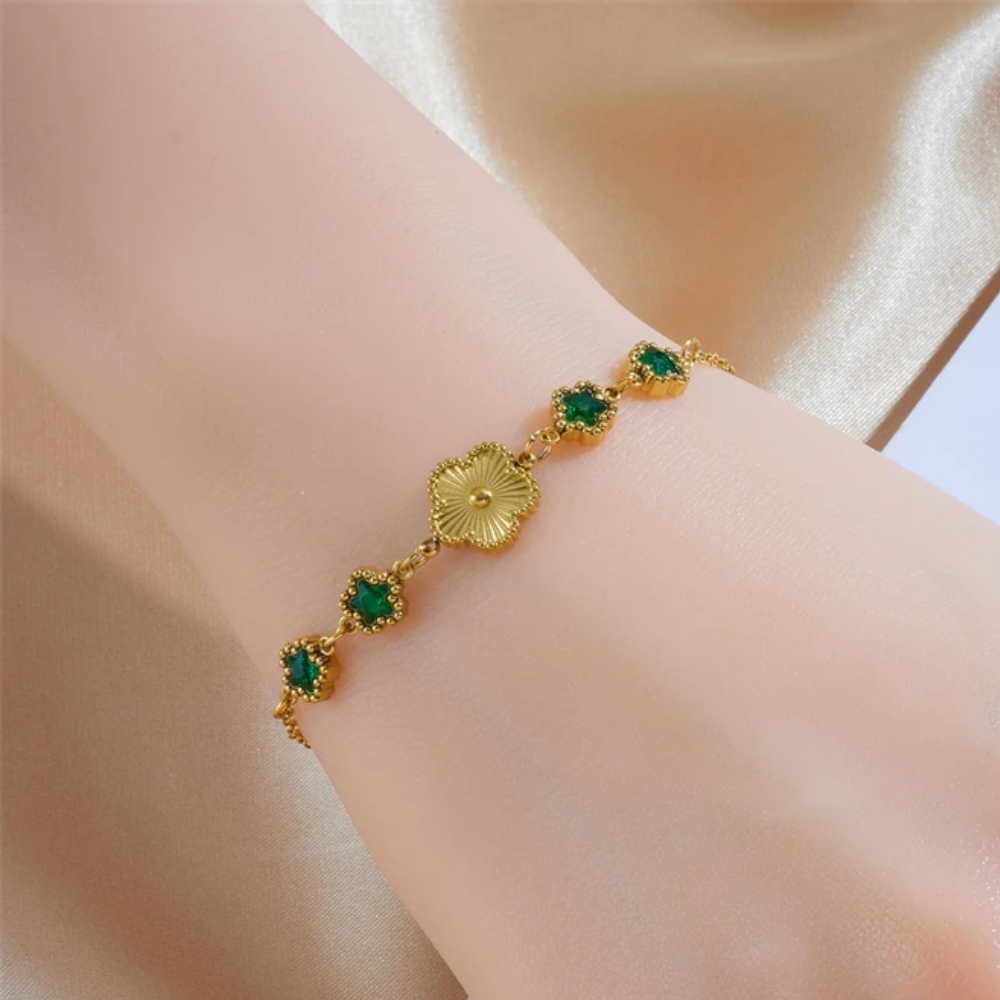 Bracelet Trèfle diamant vert