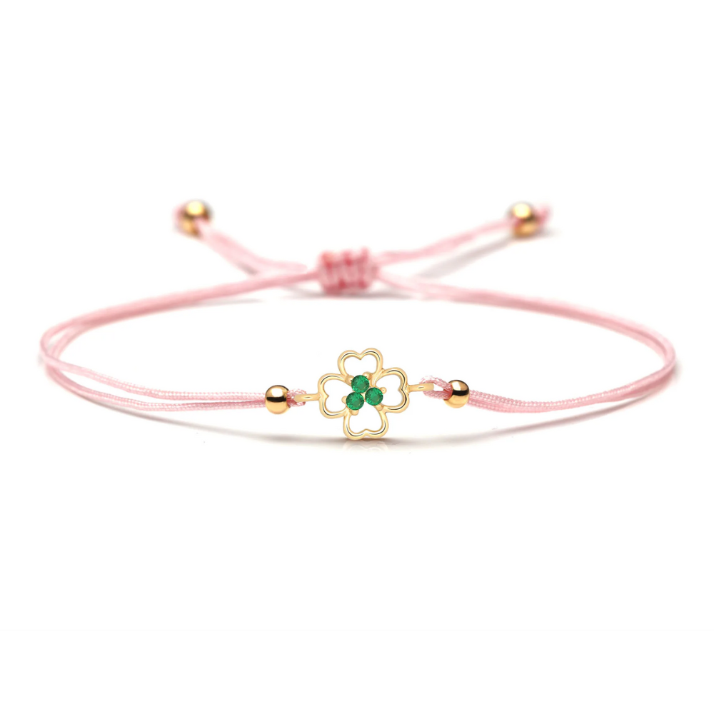 Bracelet Trèfle Corde rose