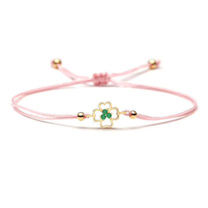 Bracelet Trèfle Corde rose