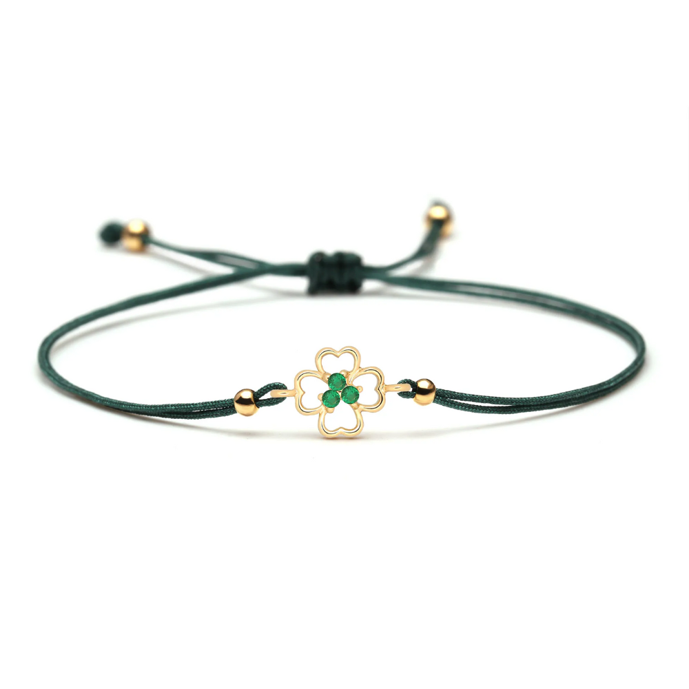 Bracelet Trèfle Corde vert