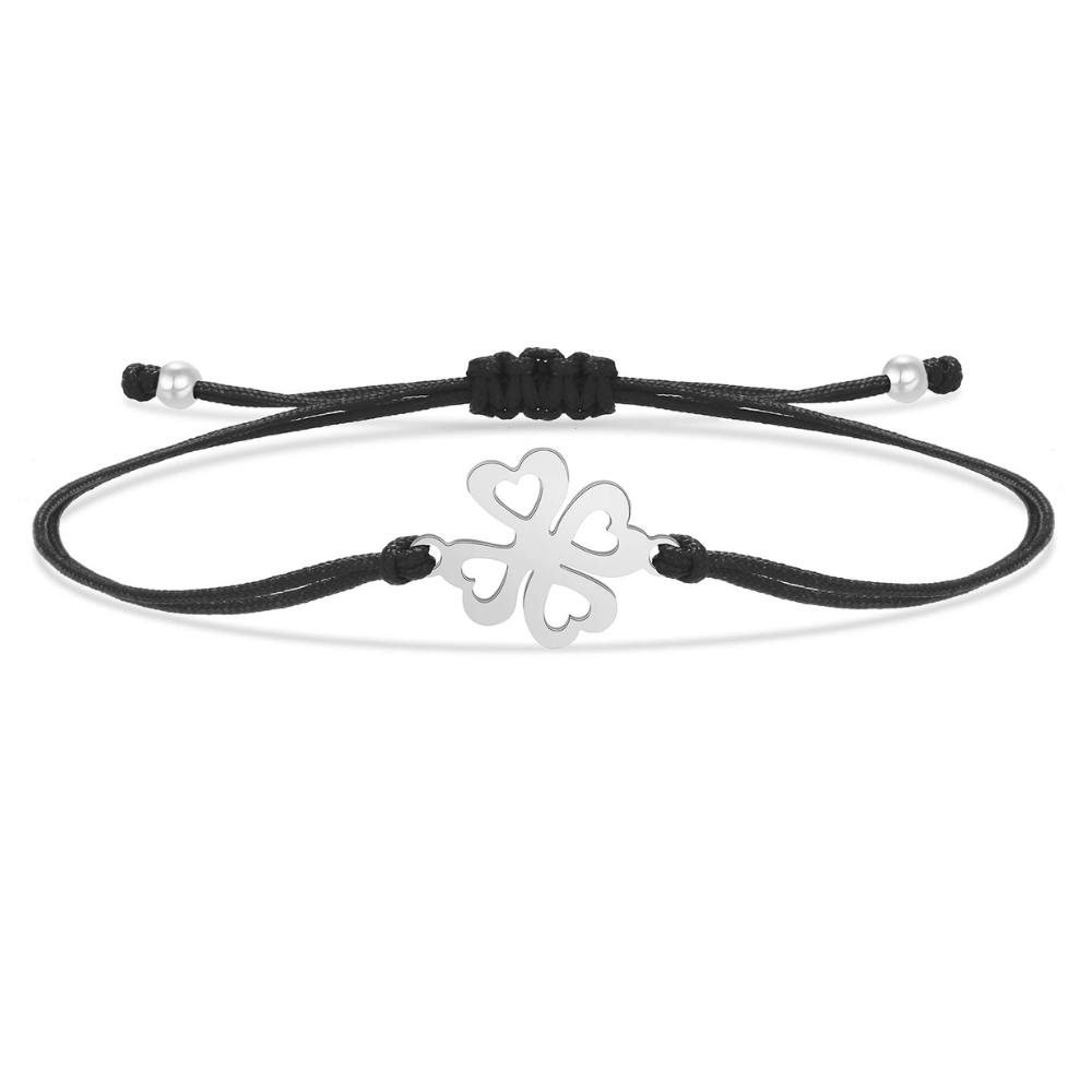 Bracelet Trèfle Cordon argent