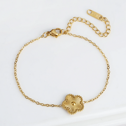 Bracelet Trèfle Acier or