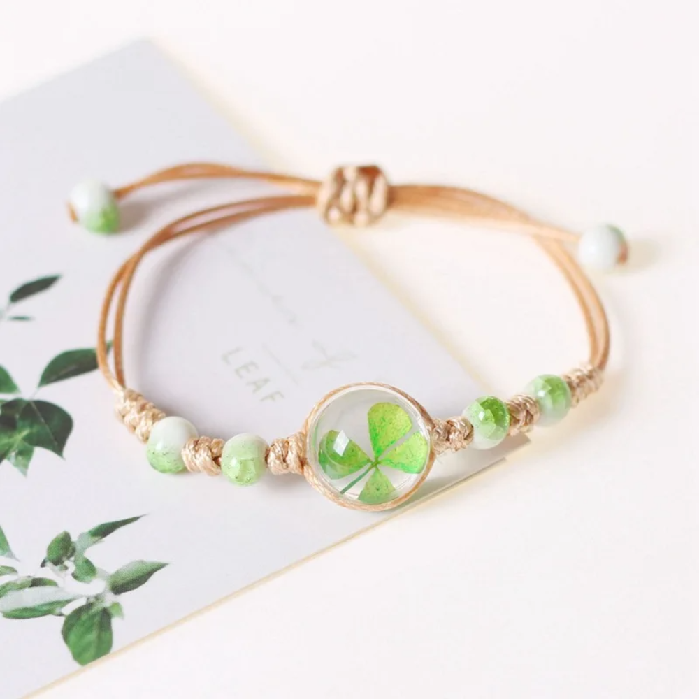 Bracelet Trèfle vert Cordon