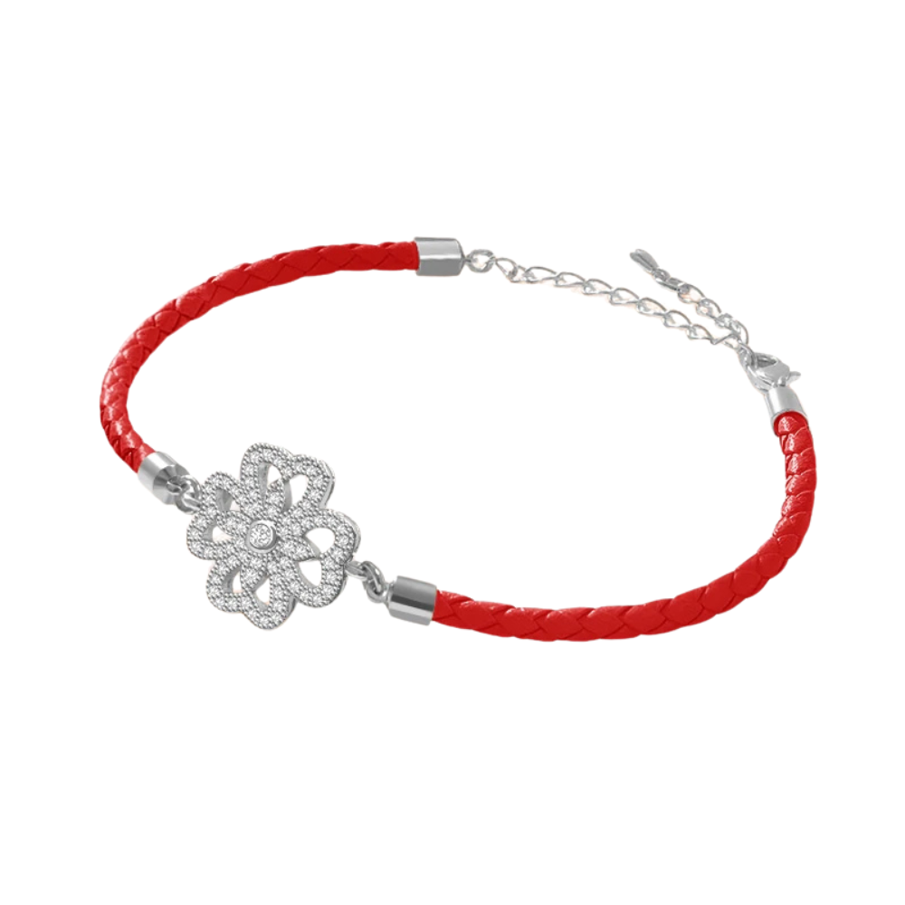 Bracelet Trèfle Cuir rouge