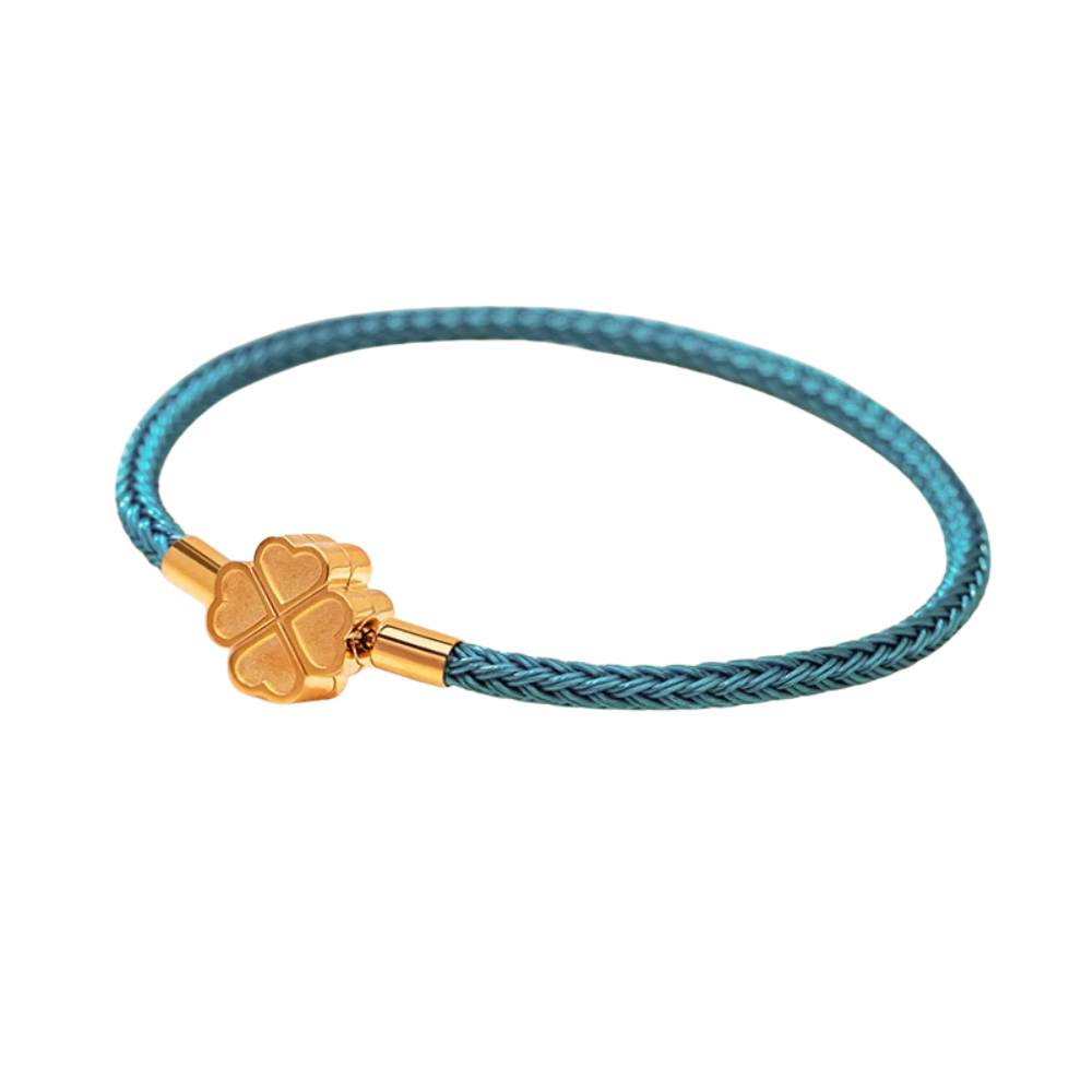 Bracelet Trèfle Cuir bleu