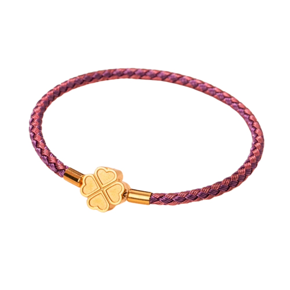 Bracelet Trèfle Cuir rose