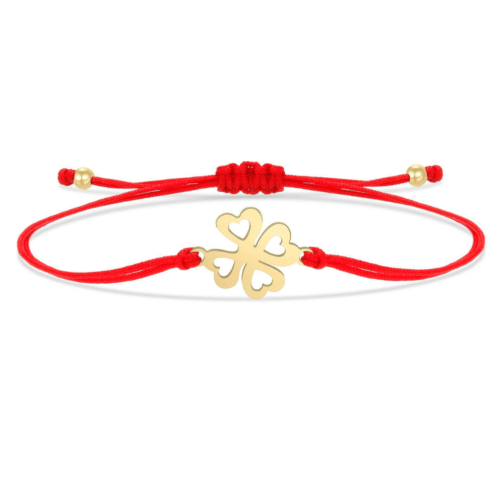 Bracelet Trèfle Cordon rouge