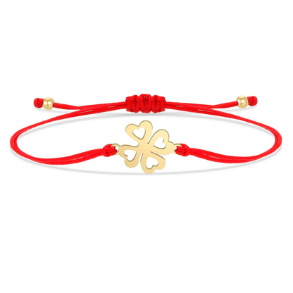 Bracelet Trèfle Cordon rouge