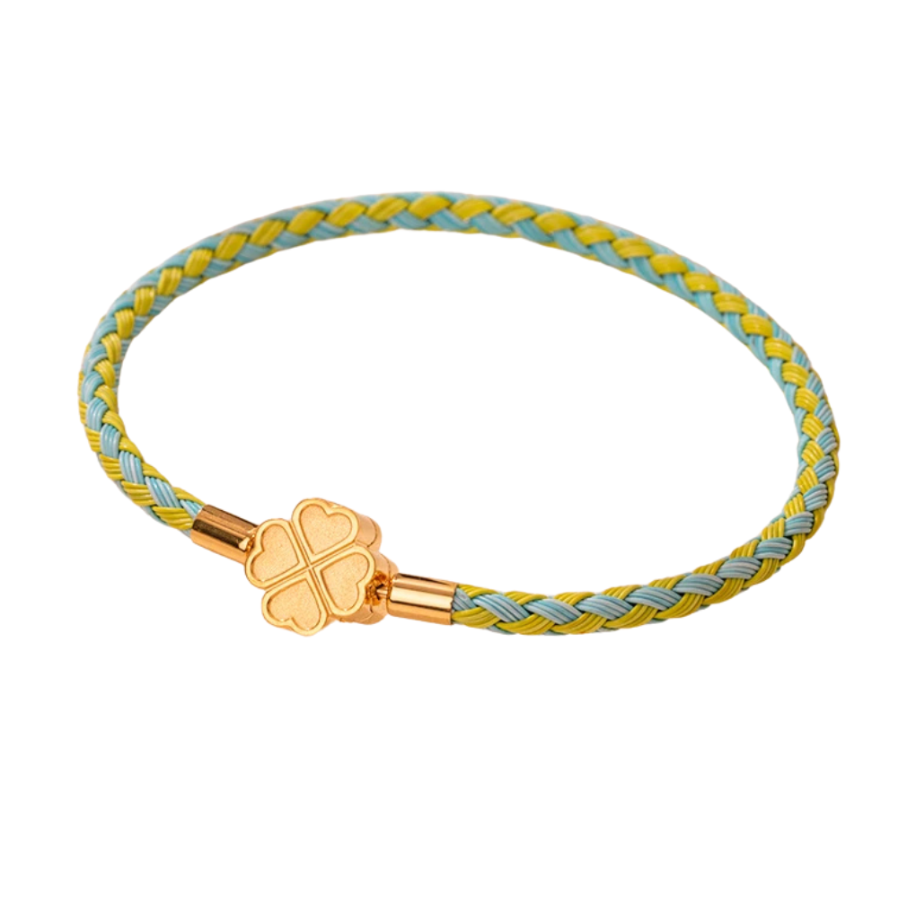 Bracelet Trèfle Cuir jaune