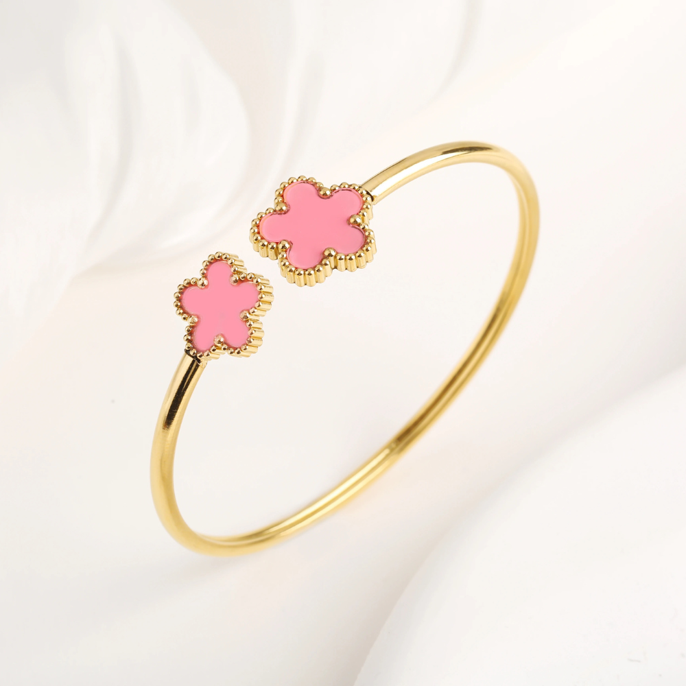 Bracelet Trèfle Jonc rose