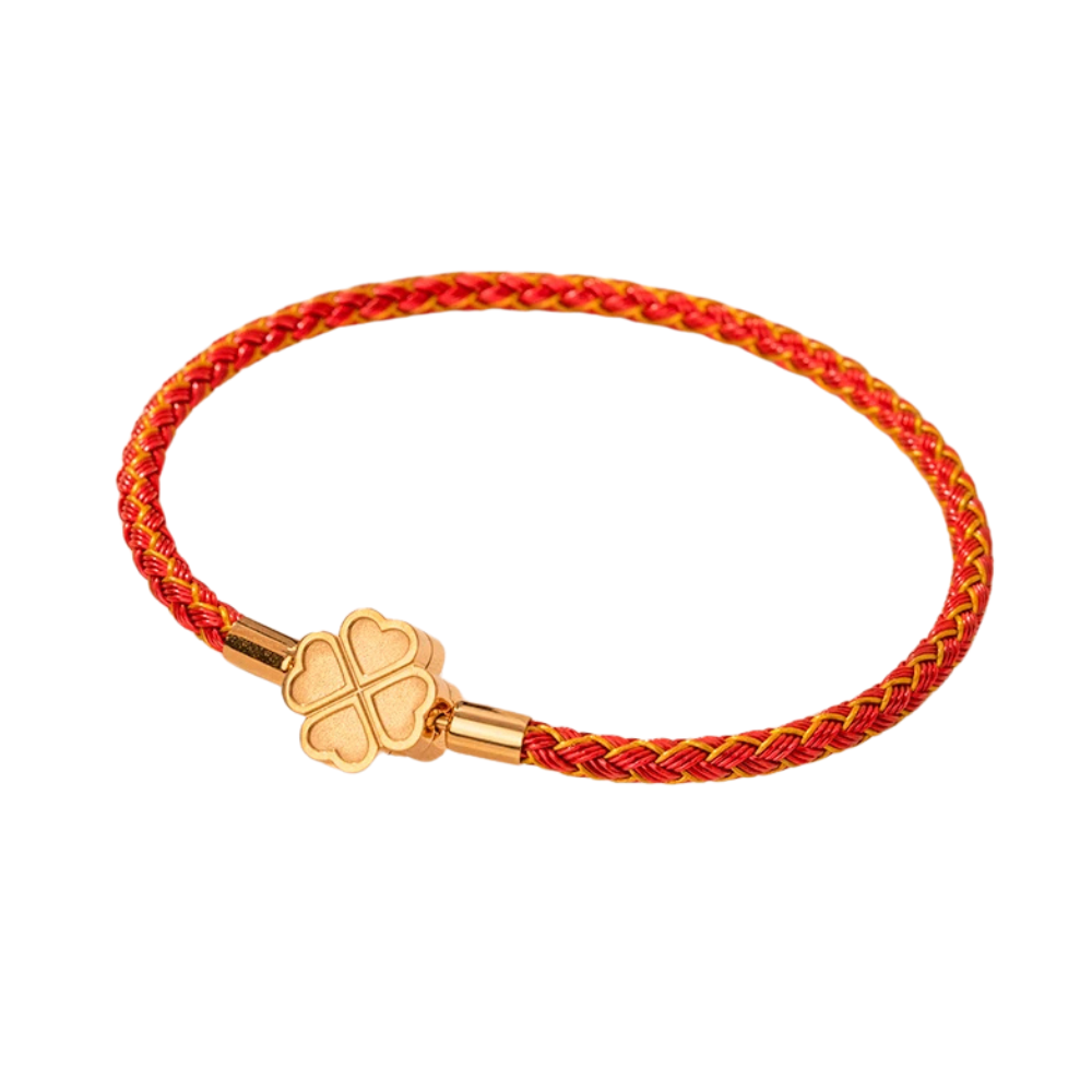 Bracelet Trèfle Cuir rouge