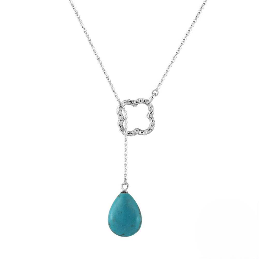 Collier pendentif Trèfle Turquoise