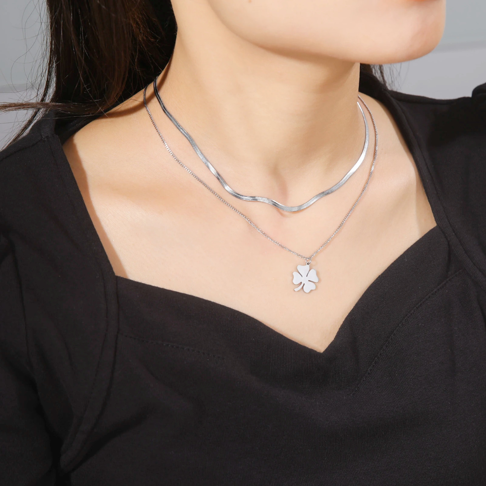 Collier Motif Trèfle argent