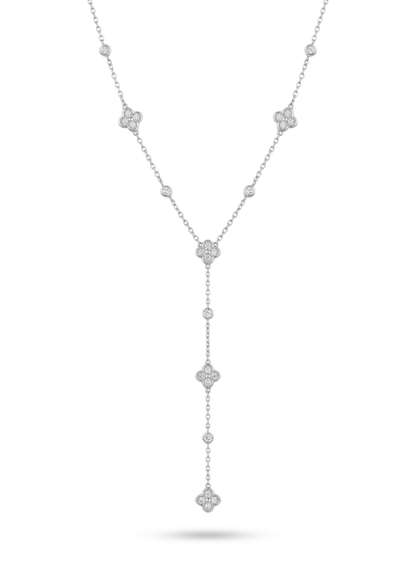 Collier Y Trèfles et Brillants argent