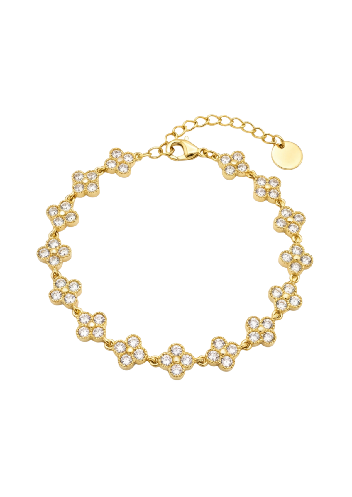 Bracelet Trèfle Strass or