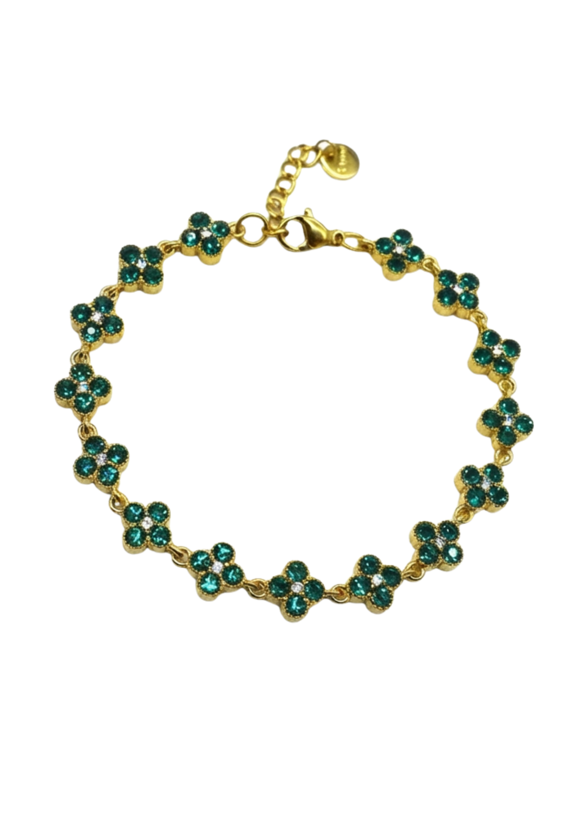 Bracelet Trèfle Strass vert