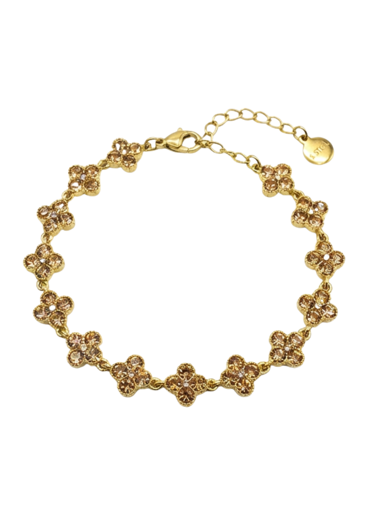Bracelet Trèfle Strass brun