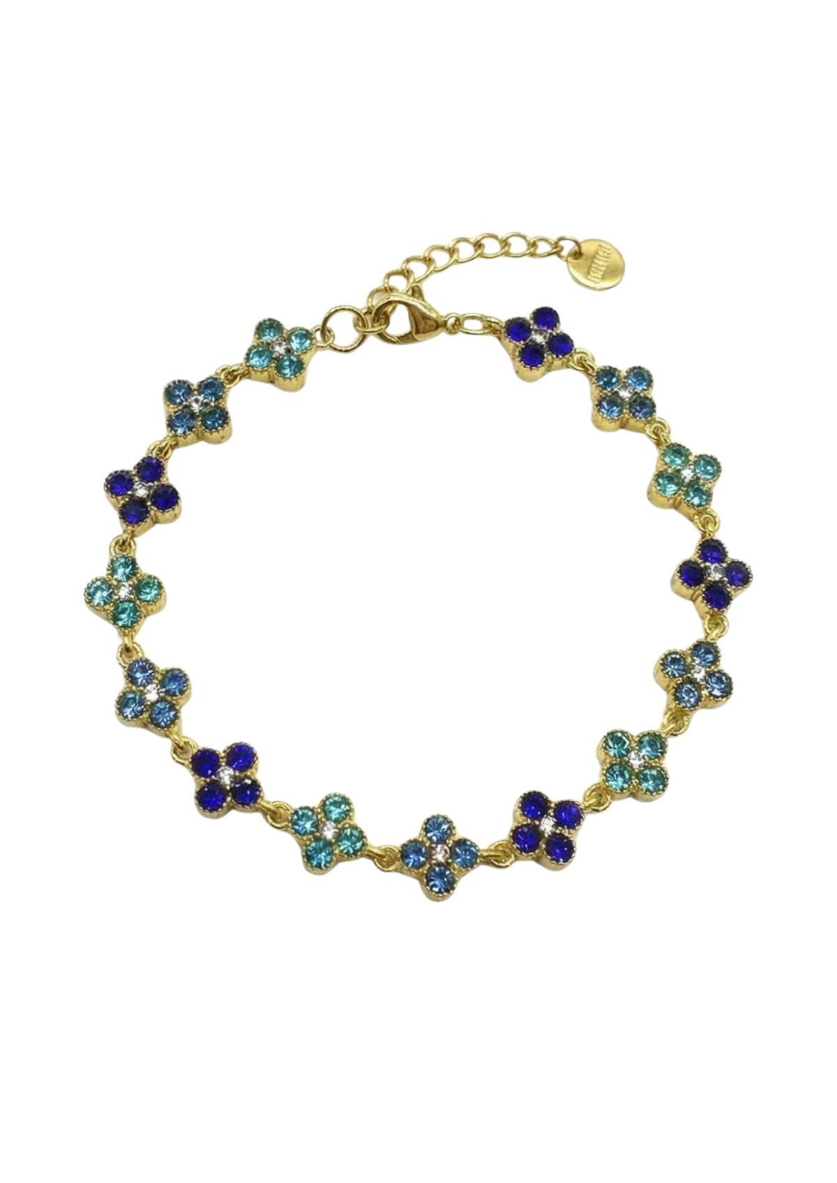 Bracelet Trèfle Strass bleu