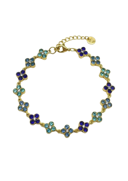 Bracelet Trèfle Strass bleu